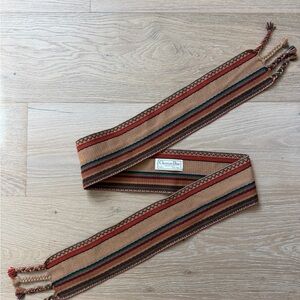 Dior Tan Multicolor Striped Fabric Belt